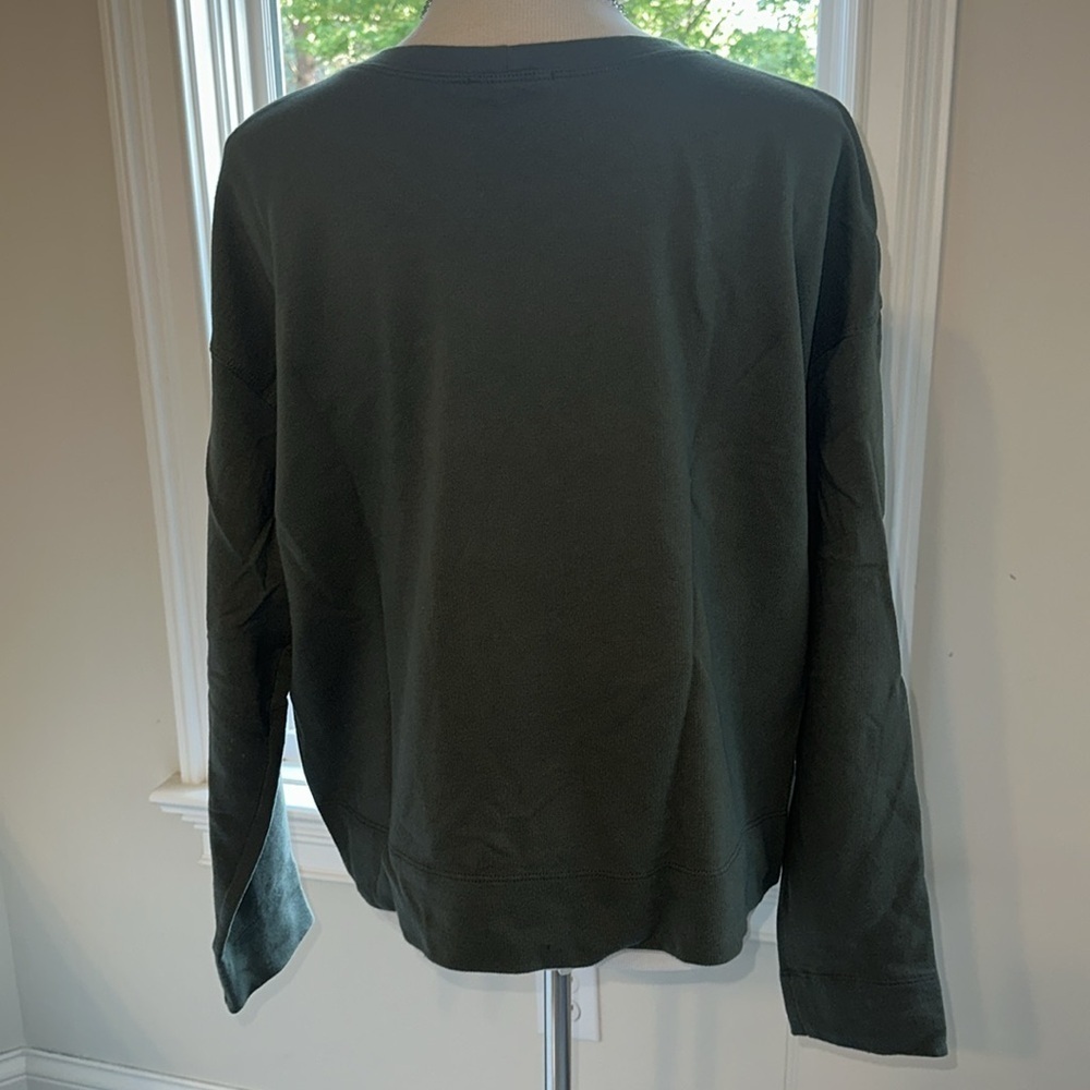 James Perse Olive Green Lightweight 100% Cotton Sweatshirt, Size 3 (large), EUC - Picture 4 of 7